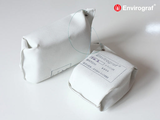 A reinforced glass cloth intumescent pillow. Filled with fireproof sponge and intumescent material for effective smoke and fire protection. Expands to 3 times its original size in a fire, sealing gaps around services in walls, floors and also ceilings.